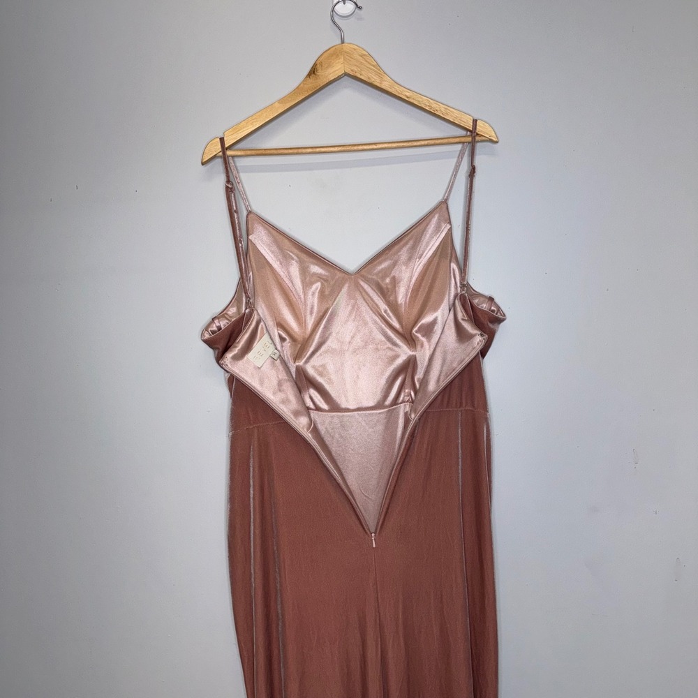 Revelry Blush Dusty Rose Velvet Draped Gown Rory Dress Size 14 - Picture 11 of 14